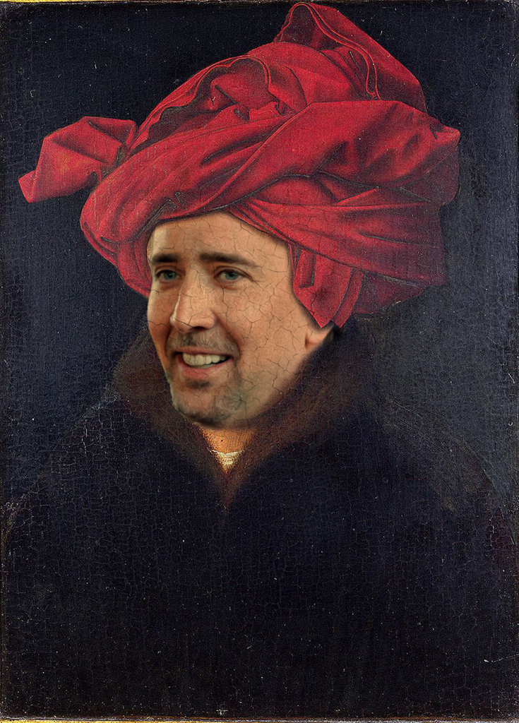 Nicolas Cage in a Red Turban
